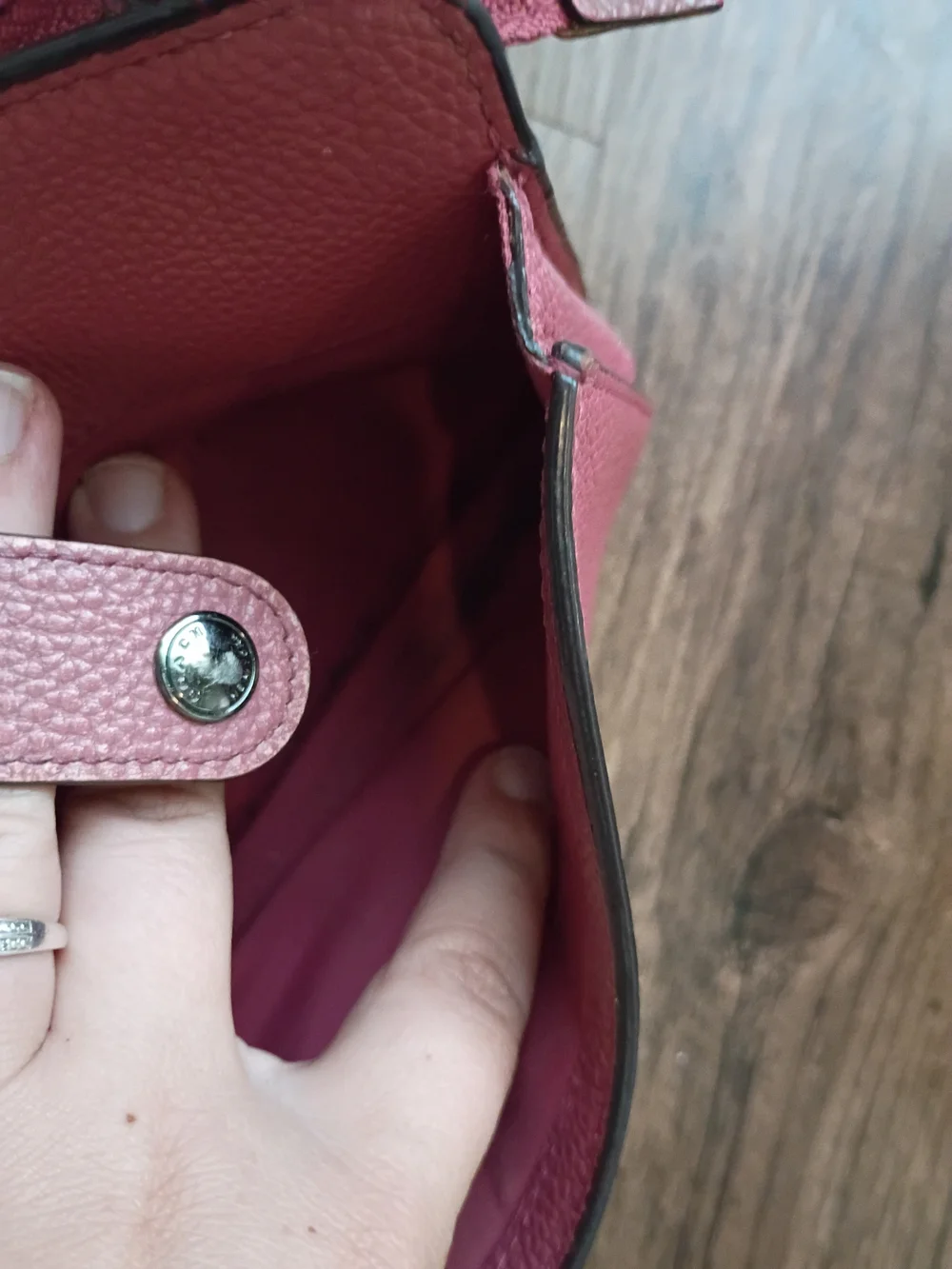 Coach Two-Toned Pink Pebbled Leather Crossbody Wallet